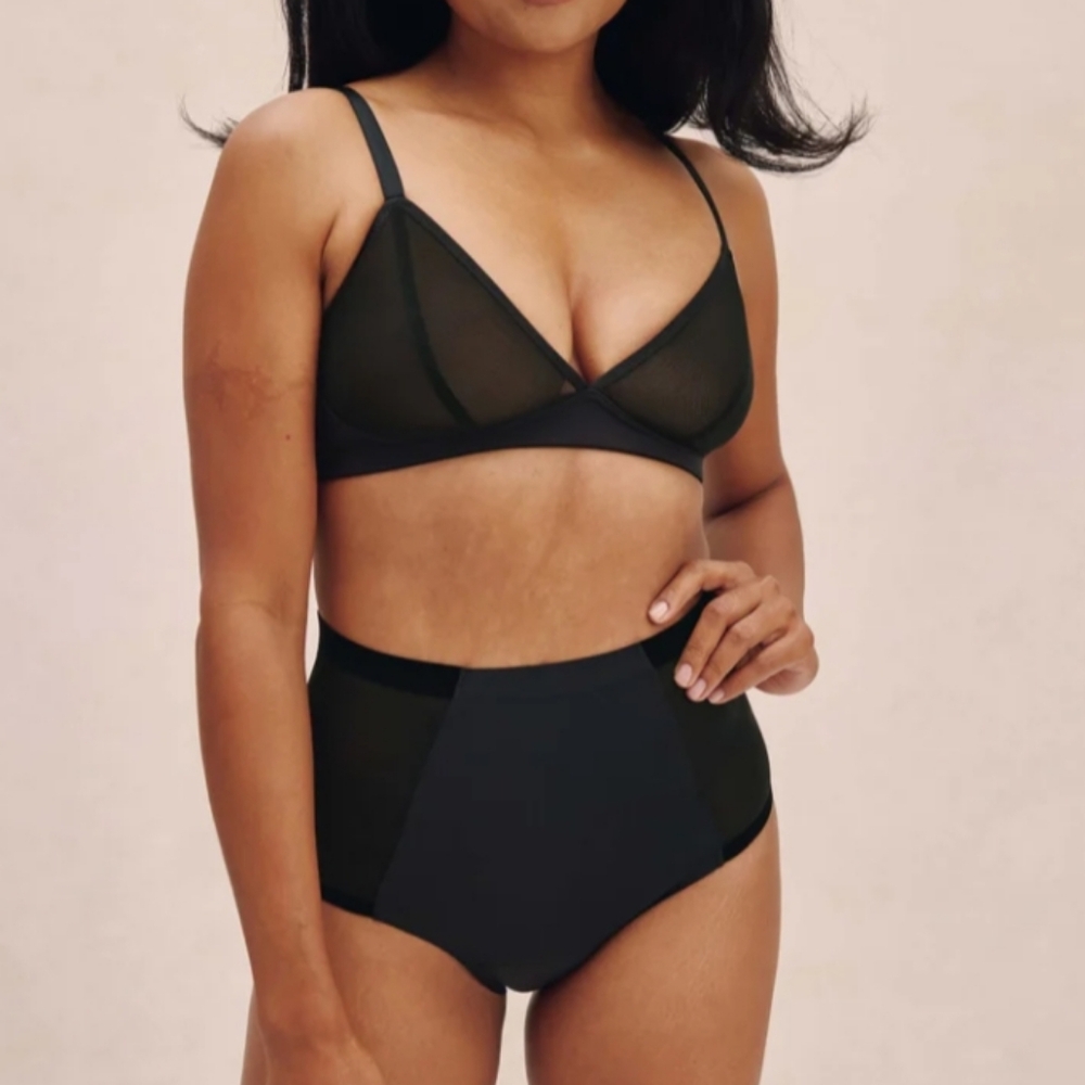 💜 KNIX Mesh Deep V Bra Black Large NWT - Picture 3 of 9
